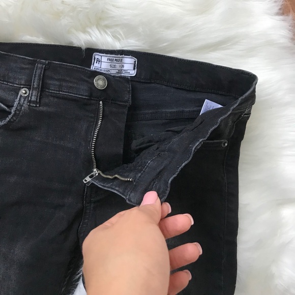free people black distressed jeans size 26 - Picture 5 of 7